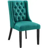 Baronet Dining Chair in Tufted Teal Fabric