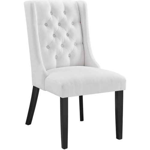 Baronet Dining Chair in Tufted White Fabric