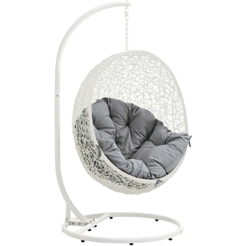 Hide Outdoor Patio Swing Chair in White & Grey Steel