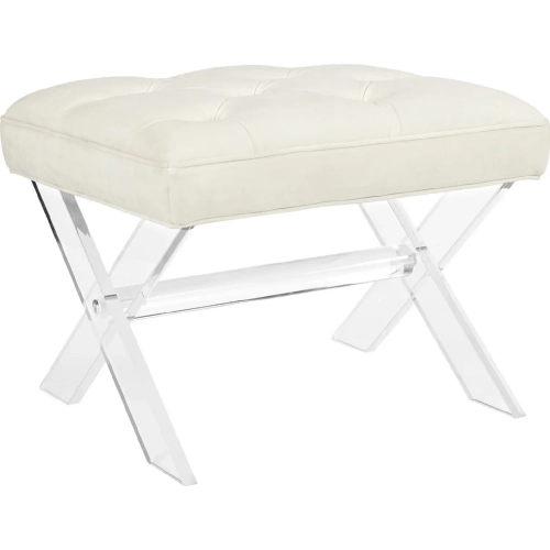 Swift Bench in Tufted Ivory Velvet & Acrylic