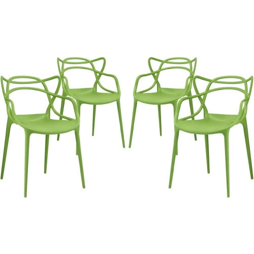 Entangled Dining Chair in Green Polypropylene (Set of 4)
