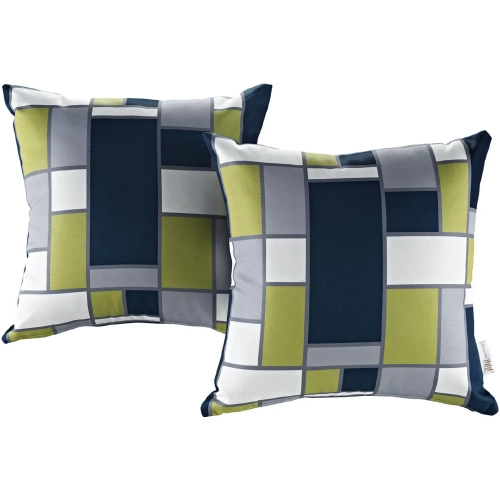 Modway 2 Piece Outdoor Patio Pillow Set with Rectangle Print Pattern