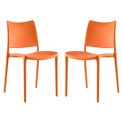 Hipster Dining Chair in Orange Polypropylene (Set of 2)