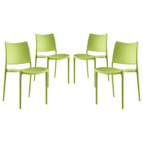 Hipster Dining Chair in Green Polypropylene (Set of 4)