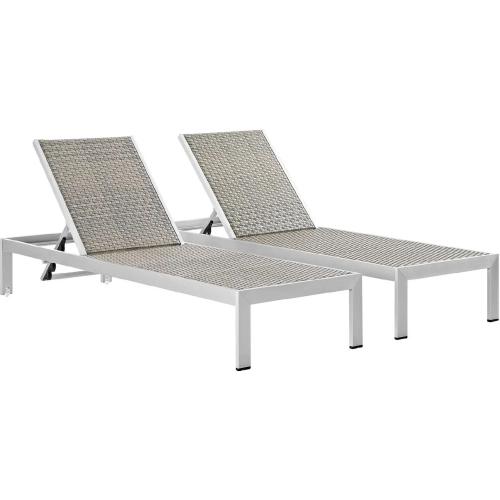 Shore Outdoor Patio Chaise in Gray Poly Rattan & Aluminum (Set of 2)