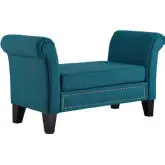 Rendezvous Bench in Teal Fabric with Nailhead