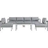 Shore 5 Piece Outdoor Patio Aluminum Sofa Set with Gray Cushions