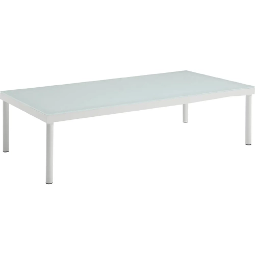 Harmony Outdoor Patio Aluminum Coffee Table in White with Cushion