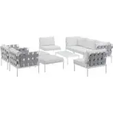 Harmony 10 Piece Outdoor Sectional Sofa Set in White with White Fabric