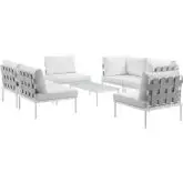 Harmony 7 Piece Outdoor Sectional Sofa Set in White with White Fabric