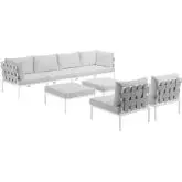 Harmony 8 Piece Outdoor Sectional Sofa Set in White with White Fabric