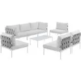 Harmony 8 Piece Outdoor Sectional Sofa Set in White with White Fabric