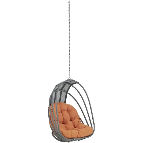 Whisk Outdoor Patio Swing Chair Without Stand in Poly Rattan with Orange Cushion