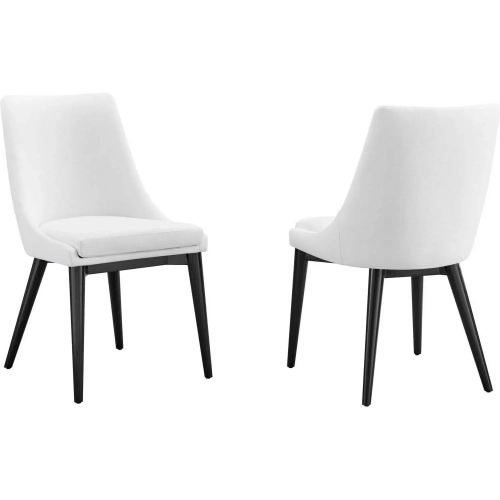 Viscount Dining Chair in White Fabric & Black Wood (Set of 2)