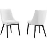 Viscount Dining Chair in White Fabric & Black Wood (Set of 2)