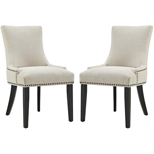 Marquis Dining Chair in Beige Fabric with Nailhead (Set of 2)