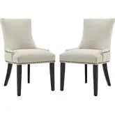 Marquis Dining Chair in Beige Fabric with Nailhead (Set of 2)