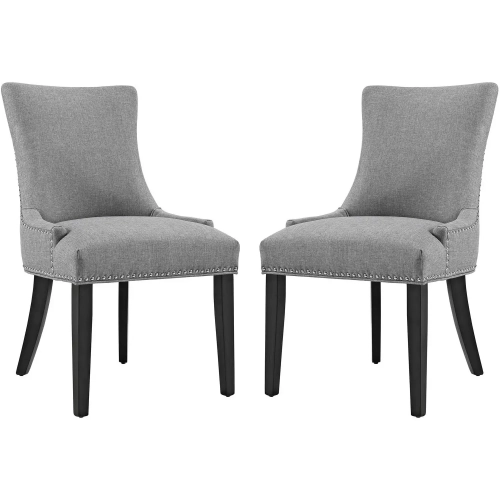 Marquis Dining Chair in Light Gray Fabric with Nailhead (Set of 2)