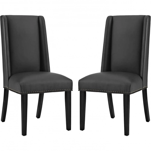 Baron Dining Chair in Black Leatherette with Nailhead (Set of 2)