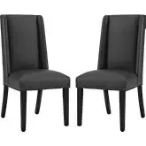 Baron Dining Chair in Black Leatherette with Nailhead (Set of 2)