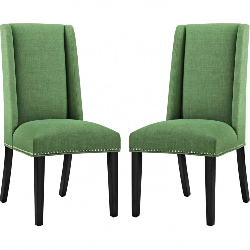 Baron Dining Chair in Green Fabric with Nailhead (Set of 2)