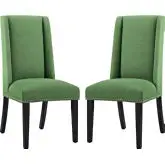 Baron Dining Chair in Green Fabric with Nailhead (Set of 2)