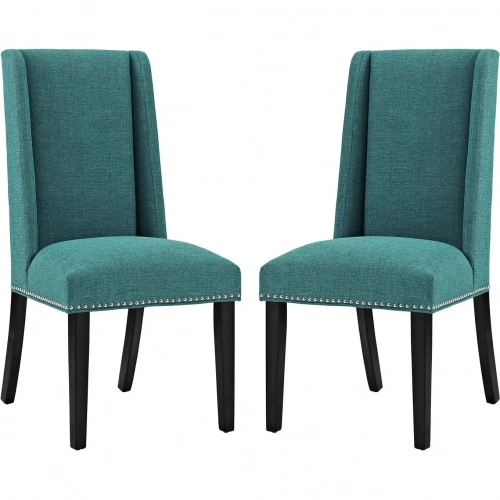 Baron Dining Chair in Teal Fabric with Nailhead (Set of 2)