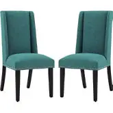 Baron Dining Chair in Teal Fabric with Nailhead (Set of 2)