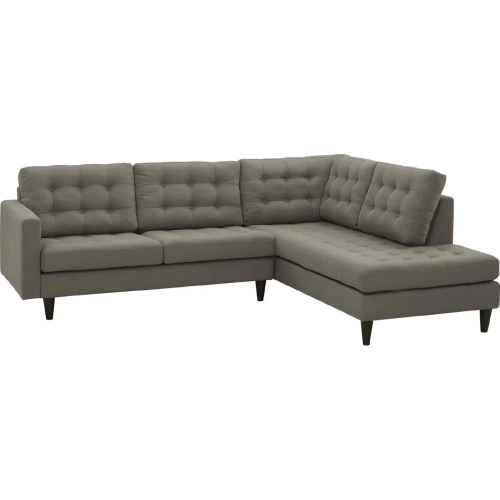 Empress Sectional Sofa with Right Facing Chaise in Tufted Granite Fabric