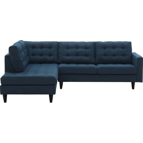 Empress Sectional Sofa with Left Facing Chaise in Tufted Azure Blue Fabric