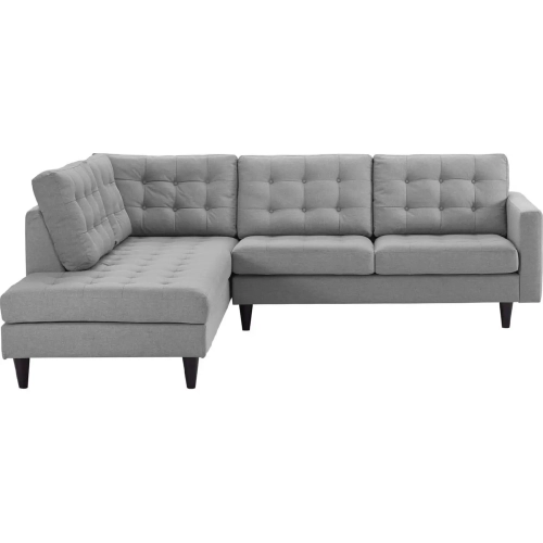 Empress Sectional Sofa with Left Facing Chaise in Tufted Light Gray Fabric