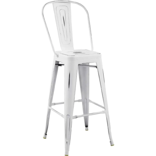Promenade Bar Stool in Antique Powder Coated White Metal