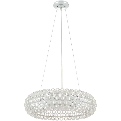 Halo 25" Pendant Chandelier in Chrome with Acrylic Balls & White Glass Shade