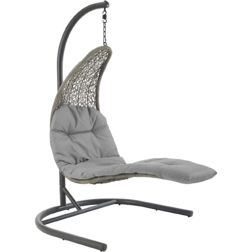 Landscape Outdoor Hanging Swing Chair in Poly Rattan & Grey Fabric