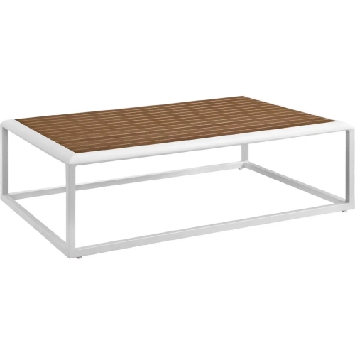 Stance Outdoor Coffee Table in White Metal & Polywood