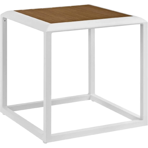 Stance Outdoor Side Table in White Metal & Polywood
