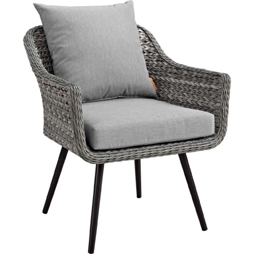 Endeavor Outdoor Patio Arm Chair in Grey Rattan & Fabric