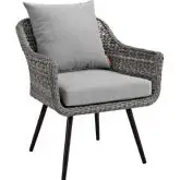 Endeavor Outdoor Patio Arm Chair in Grey Rattan & Fabric