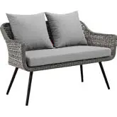 Endeavor Outdoor Patio Loveseat in Grey Rattan & Fabric