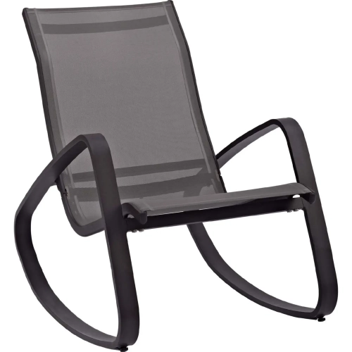 Traveler Rocking Outdoor Sling Chair in Black Aluminum & Mesh
