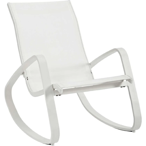 Traveler Rocking Outdoor Sling Chair in White Aluminum & Mesh