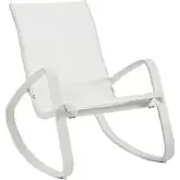Traveler Rocking Outdoor Sling Chair in White Aluminum & Mesh