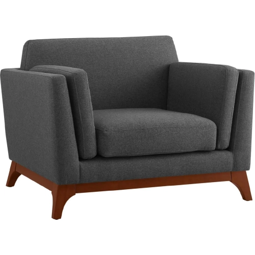 Chance Arm Chair in Grey Fabric on Wood Frame
