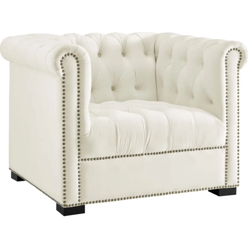 Heritage Arm Chair in Tufted Ivory Velvet
