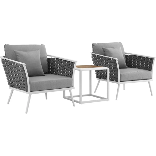 Stance Outdoor Arm Chair Set in White with Gray Fabric