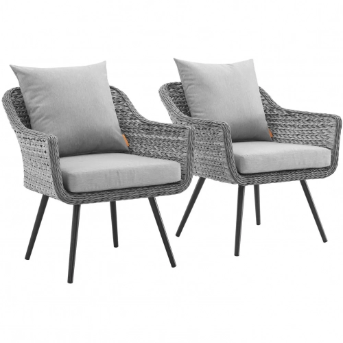 Endeavor Outdoor Poly Wicker Arm Chair in Gray (Set of 2)