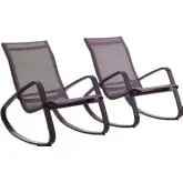 Traveler Outdoor Rocking Lounge Chair with Black Mesh Sling (Set of 2)