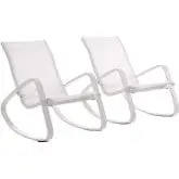 Traveler Outdoor Rocking Lounge Chair with White Mesh Sling (Set of 2)