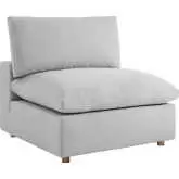 Commix Down Overstuffed Armless Chair Sectional Unit in Light Gray Fabric