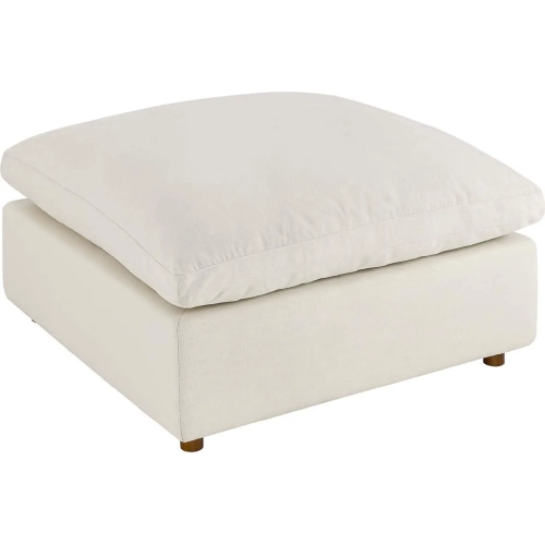 Commix Down Overstuffed Ottoman in Light Beige Fabric